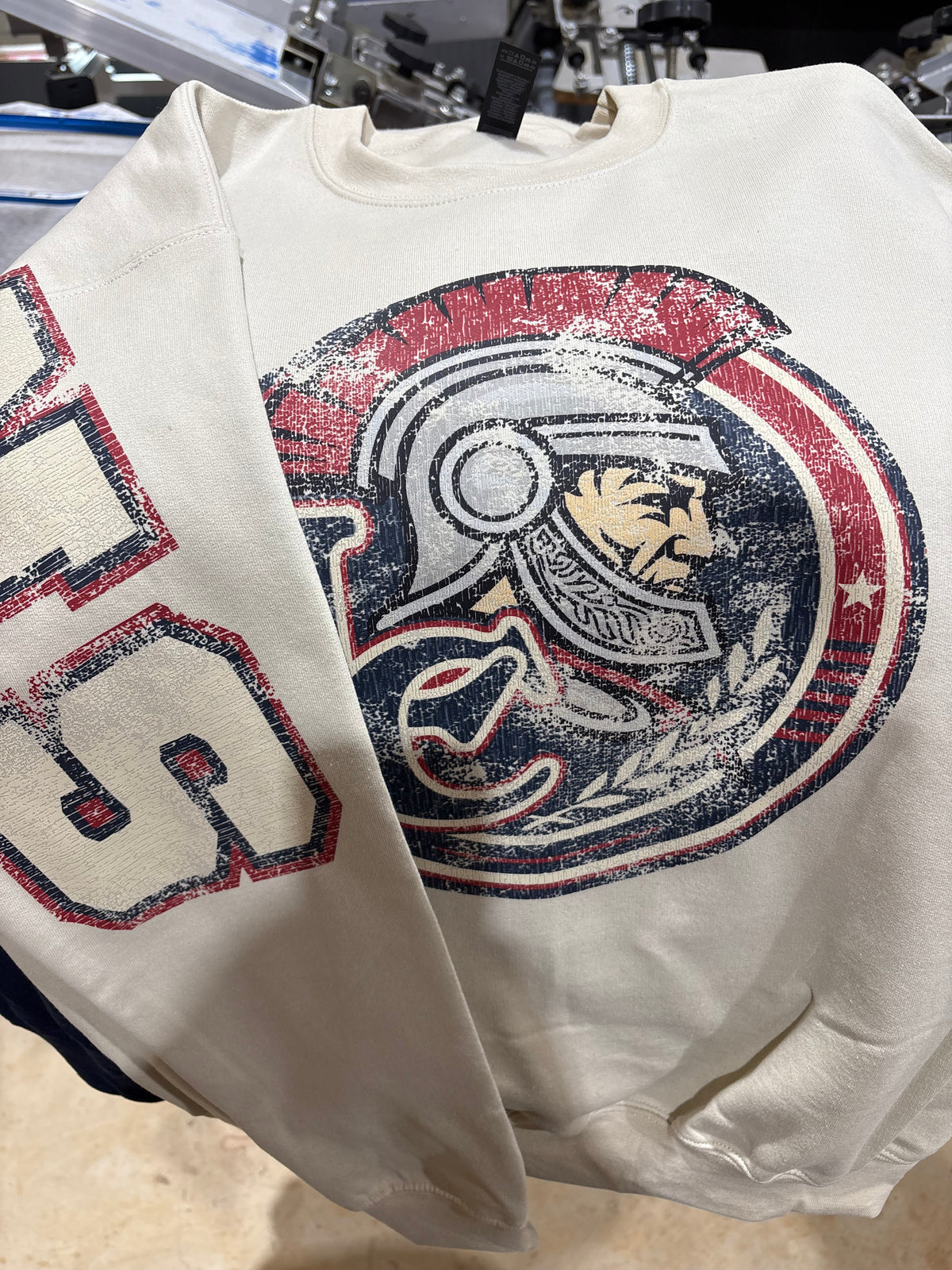Distressed Trojan Spirit Crewneck
